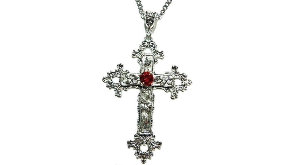 gothic cross necklace detail