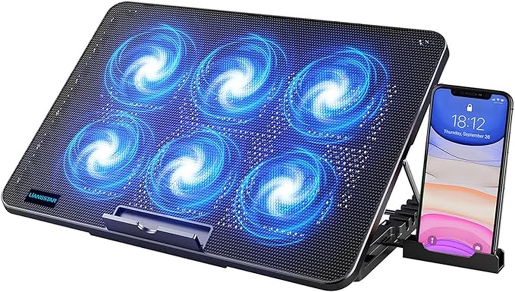 laptop cooling pad with 6 fans