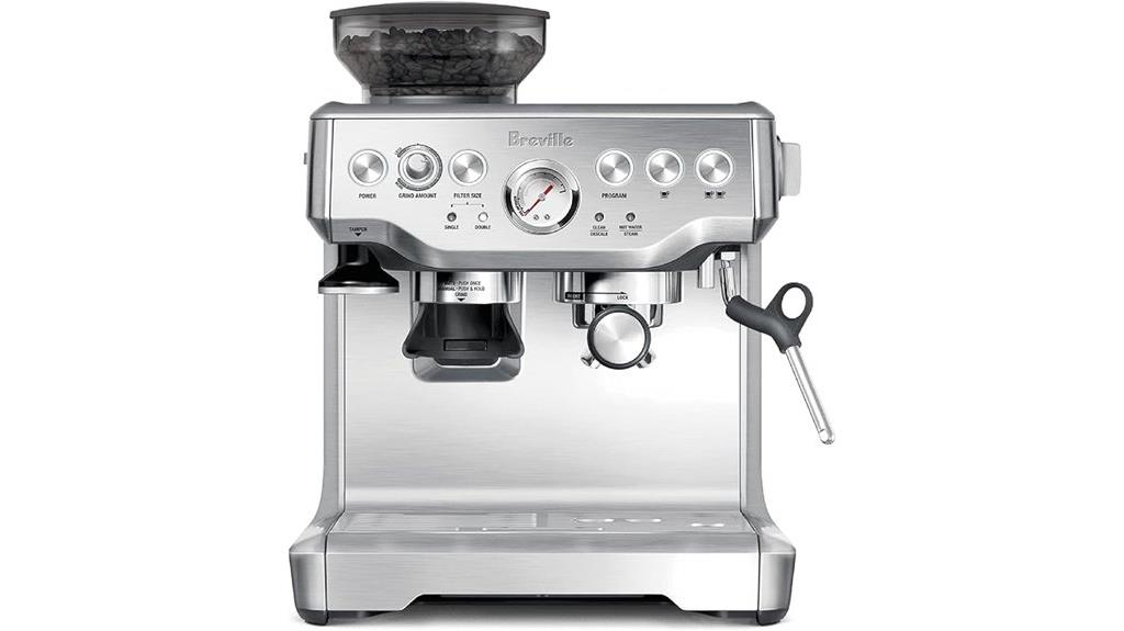 brushed stainless steel espresso machine