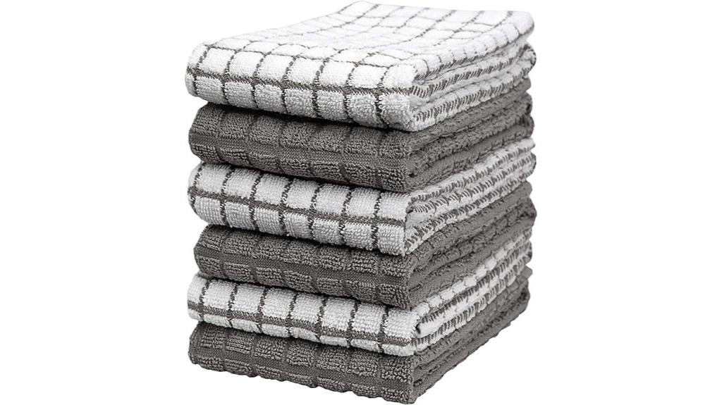 gray check kitchen towels