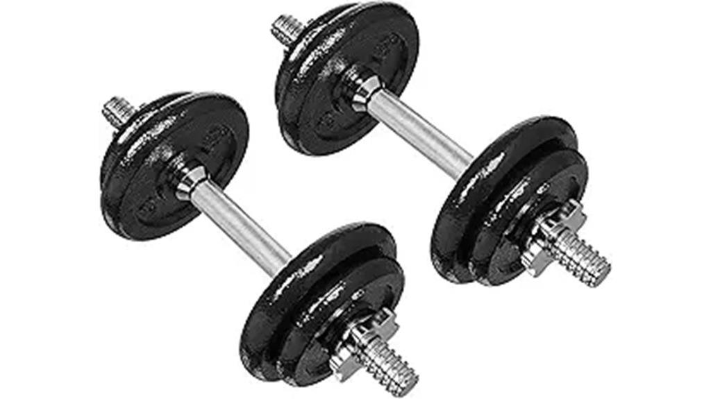 adjustable 38 pound black dumbbells