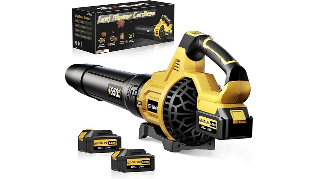 cordless leaf blower two batteries
