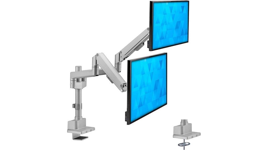 dual silver monitor mount
