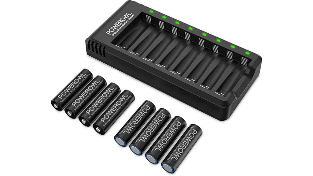 eight rechargeable aa batteries