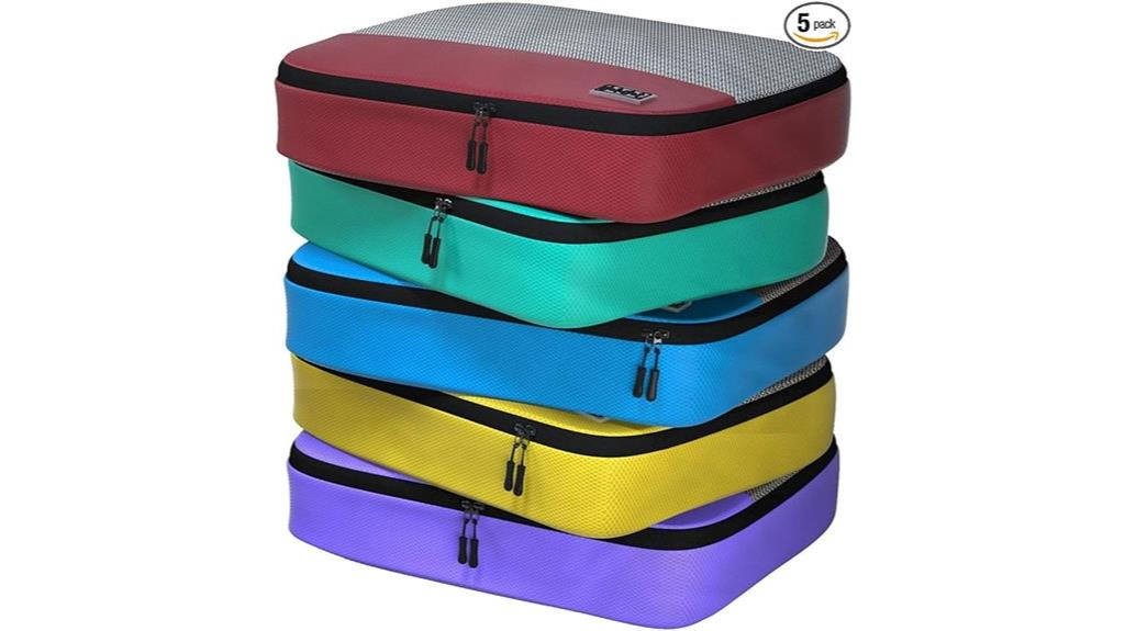 five piece travel packing cubes