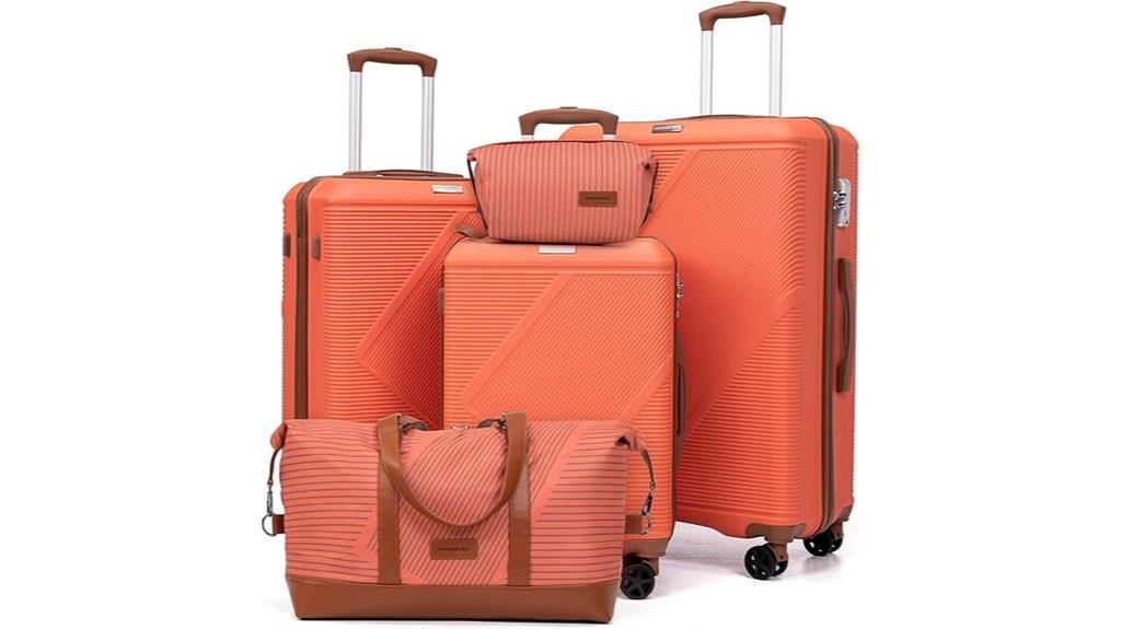 five piece wheeled luggage with tsa lock