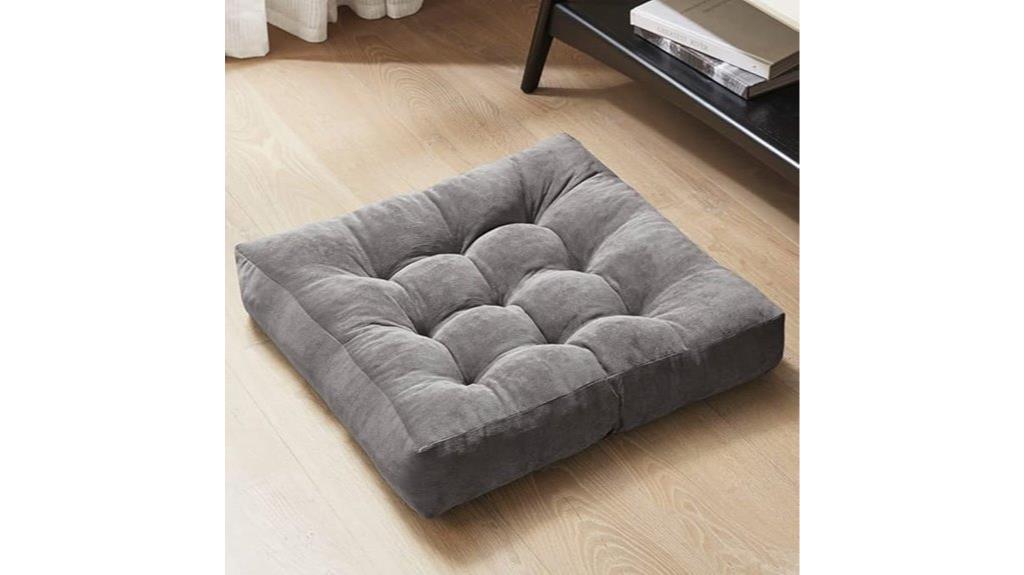 gray tufted corduroy pillow