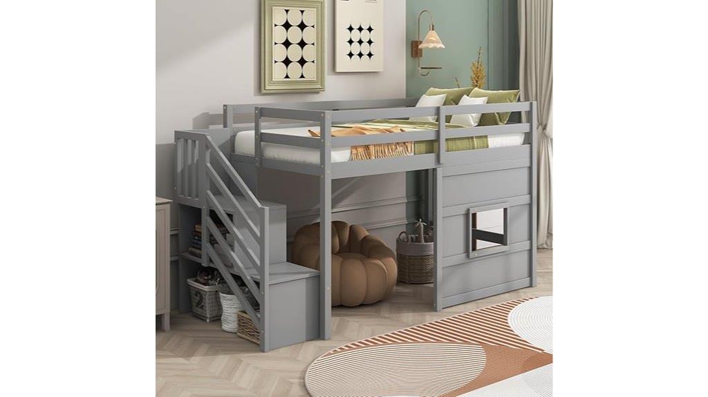 kids loft bed stairs
