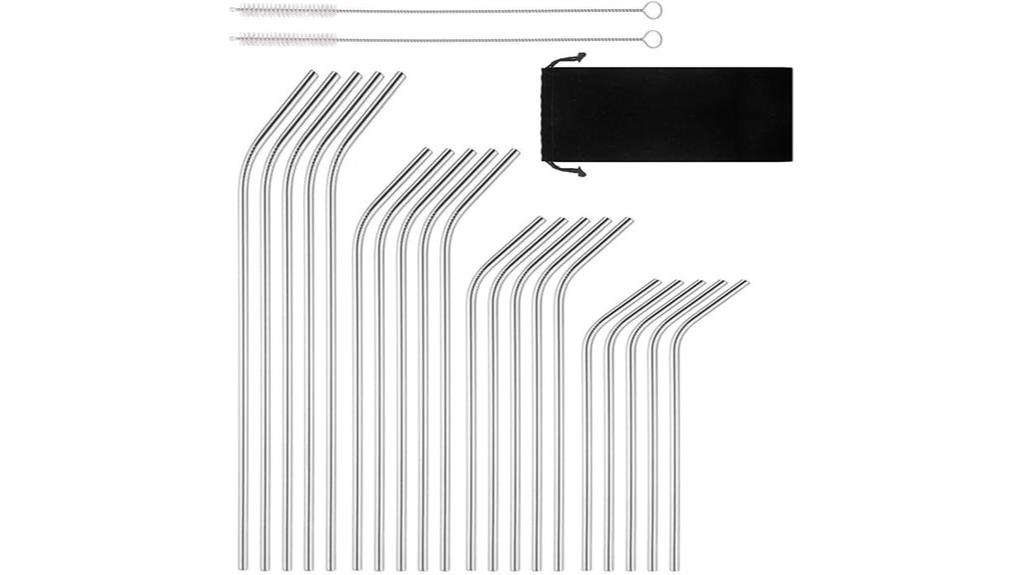 set of 20 stainless straws