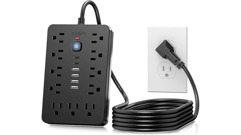 six outlet usb surge protector