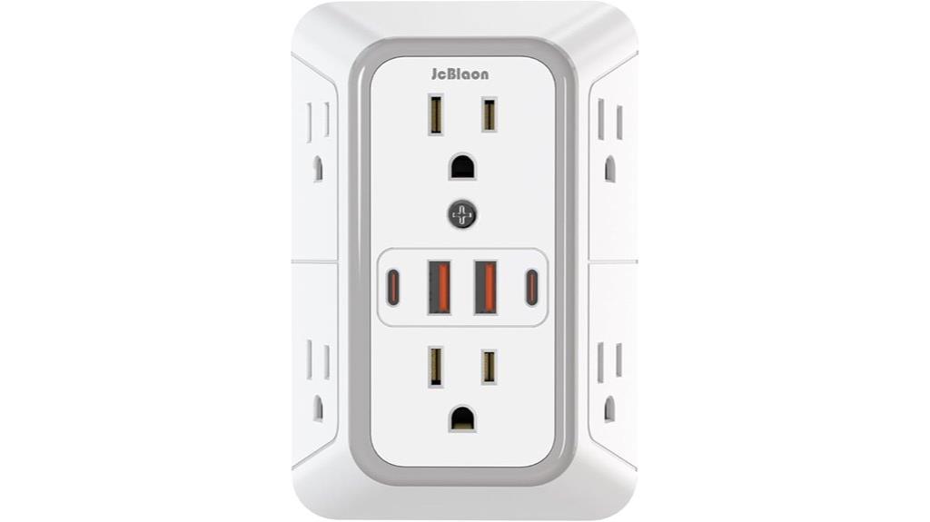six outlets four usb