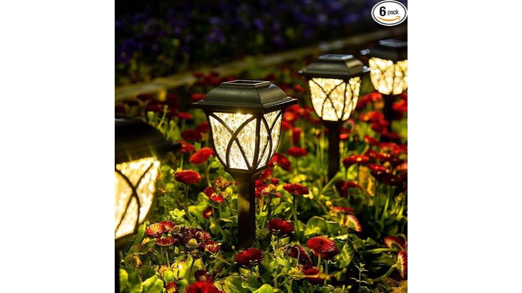 six warm white solar lights