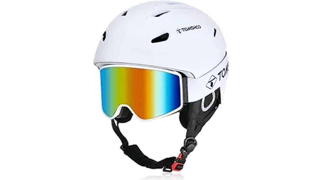 ski helmet and goggles