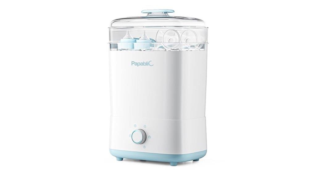 sterilizes and dries bottles