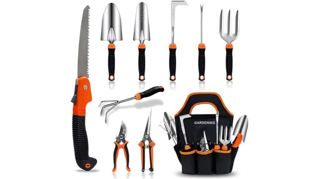 ten piece stainless steel gardening set