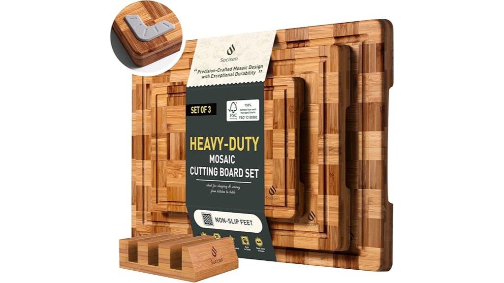 three bamboo cutting boards