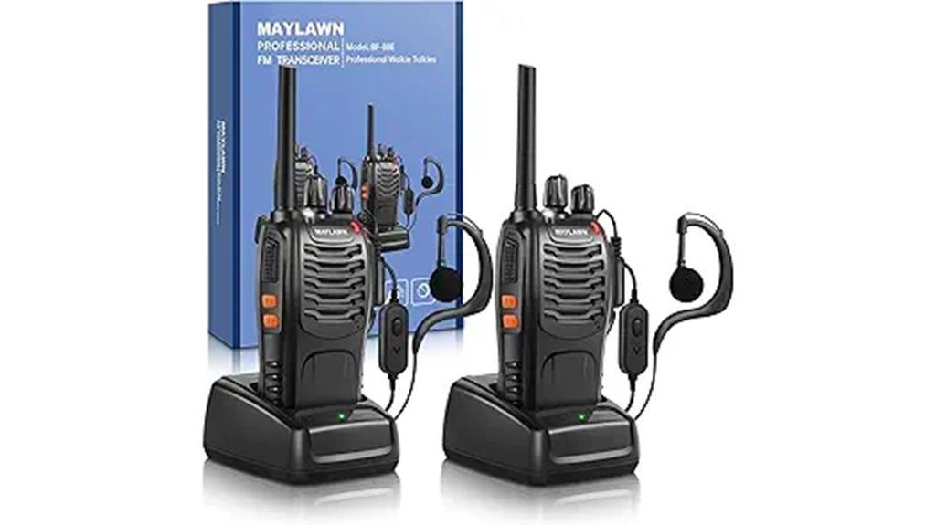 two rechargeable walkie talkies