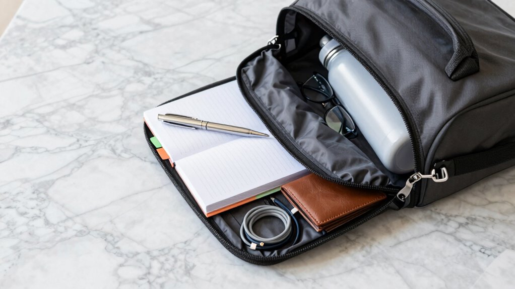 efficient work bag organization