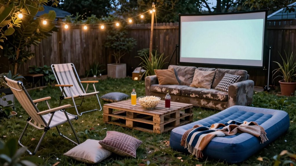 comfortable outdoor movie seating
