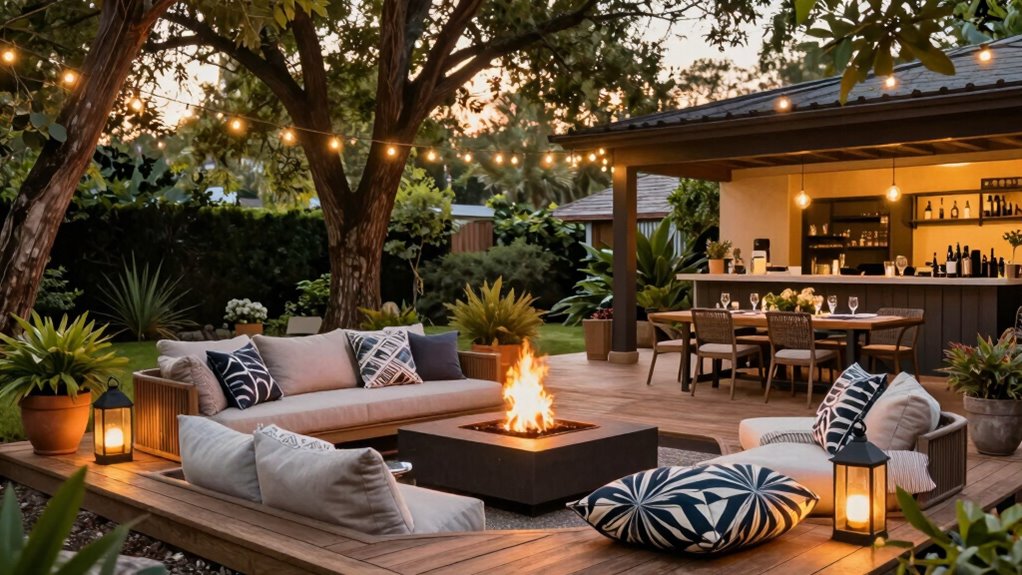 enhanced backyard entertainment area
