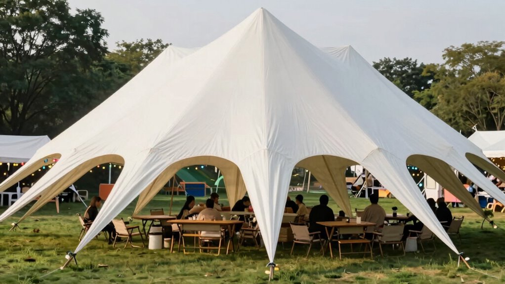 tent placement lighting weatherproofing