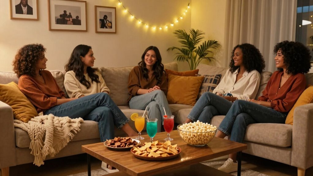 cozy stylish girls pampering night
