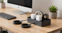 tidy cord and charger storage