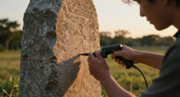 Inside The AI-Enhanced World Of SVG Carving: 'The Runestone Field'